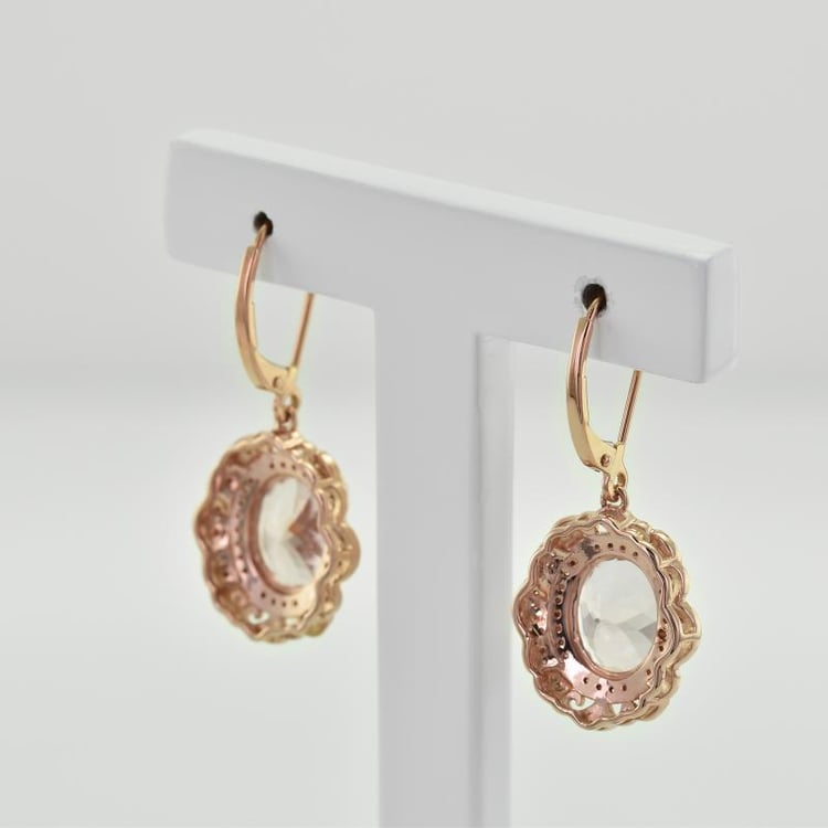 Goldene Ohrringe mit Morganit und Diamanten Moul 19667