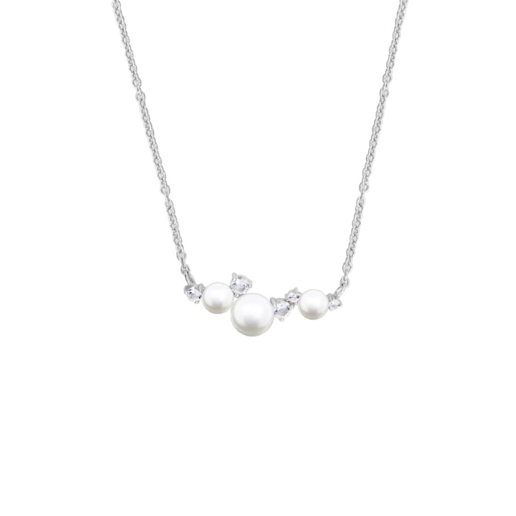 Silberner Perlenanhänger mit weißen Topasen 163846