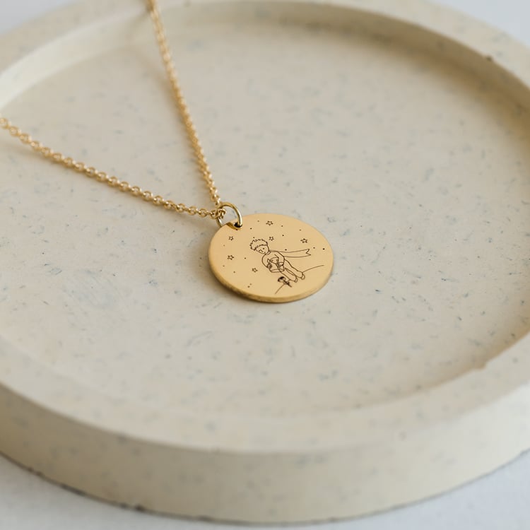 Silberanhänger Der Kleine Prinz mit Rose und Gravur 121512