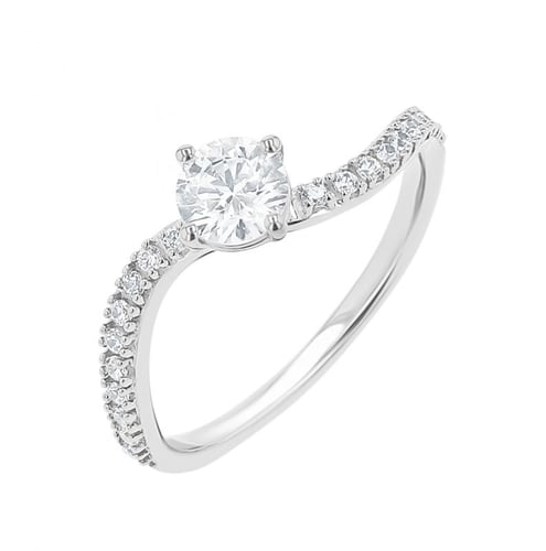 Verlobungsring mit rundem Moissaniten und Lab Grown Diamante in der Größe Ihrer Wahl Elise