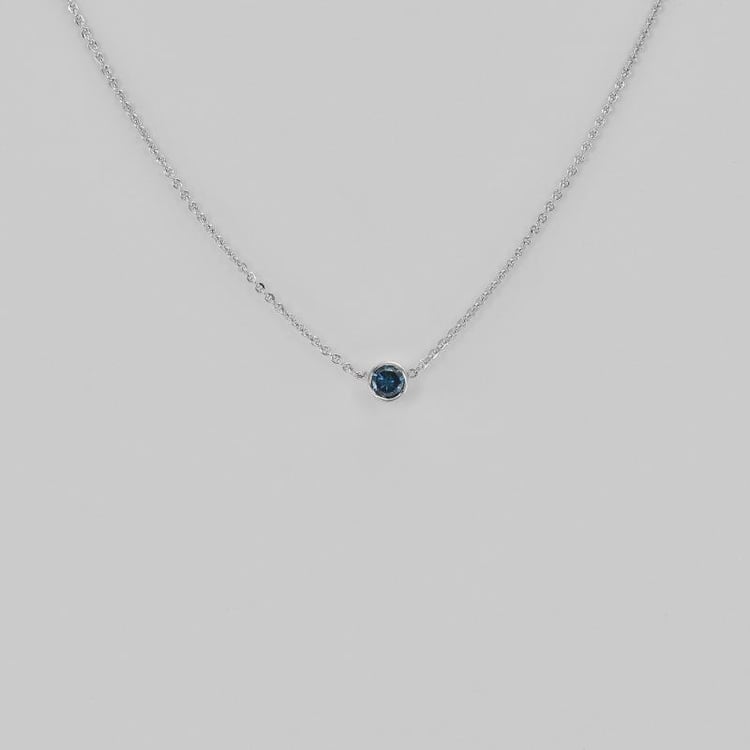 Minimalistische Halskette aus Platin mit blauem Diamant Glosie 71436
