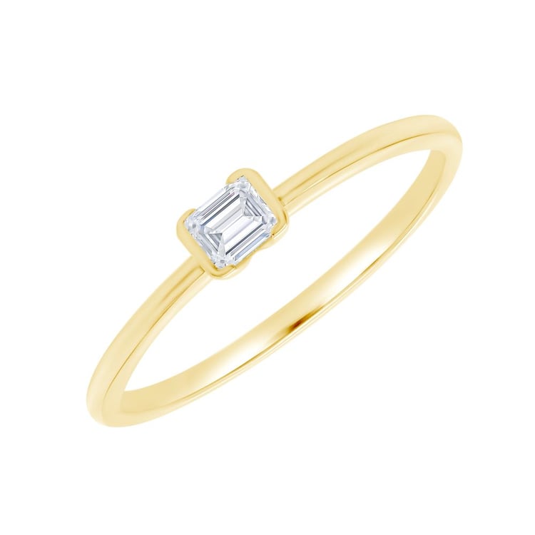 Minimalistischer Ring aus Gold mit einem Diamanten in Emerald-Form Henrik