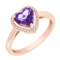 Goldring mit Amethyst in Herzform und Diamanten Connelly