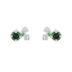 Cluster-Ohrringe mit grünen Diamanten, Saphiren, Tsavorit-Granaten und Moissaniten Kerrie