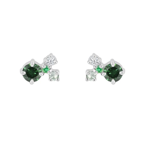 Cluster-Ohrringe mit grünen Diamanten, Saphiren, Tsavorit-Granaten und Moissaniten Kerrie