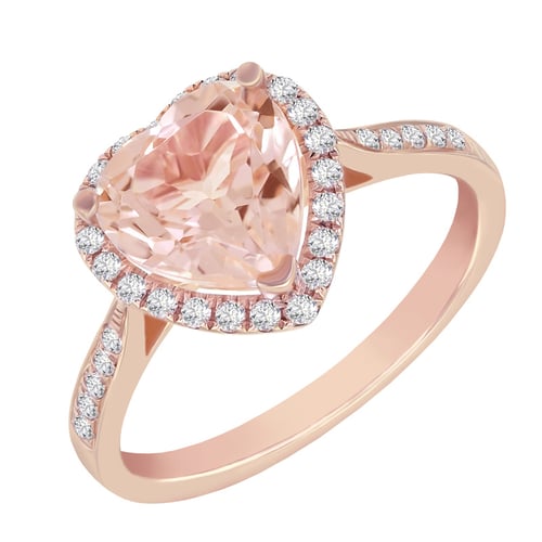 Goldring mit herzförmigem Morganit und Diamanten Rena