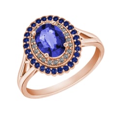 Goldener Tansanitring mit Diamanten und Saphir Mamisi