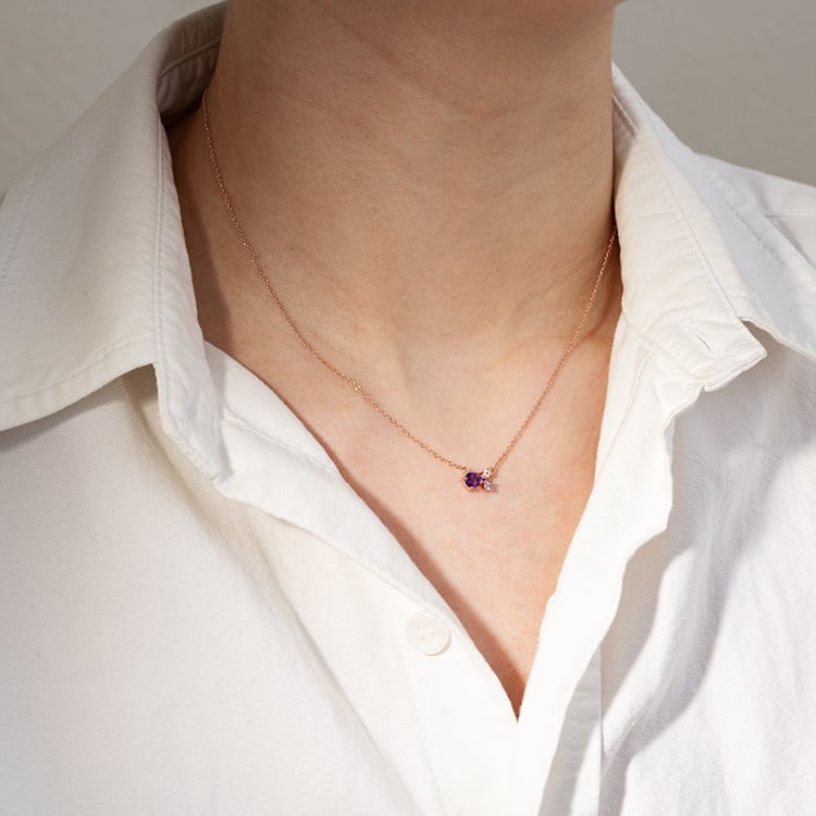 Silberne Cluster Kette mit Amethyst und Edelsteinen Millie 131245