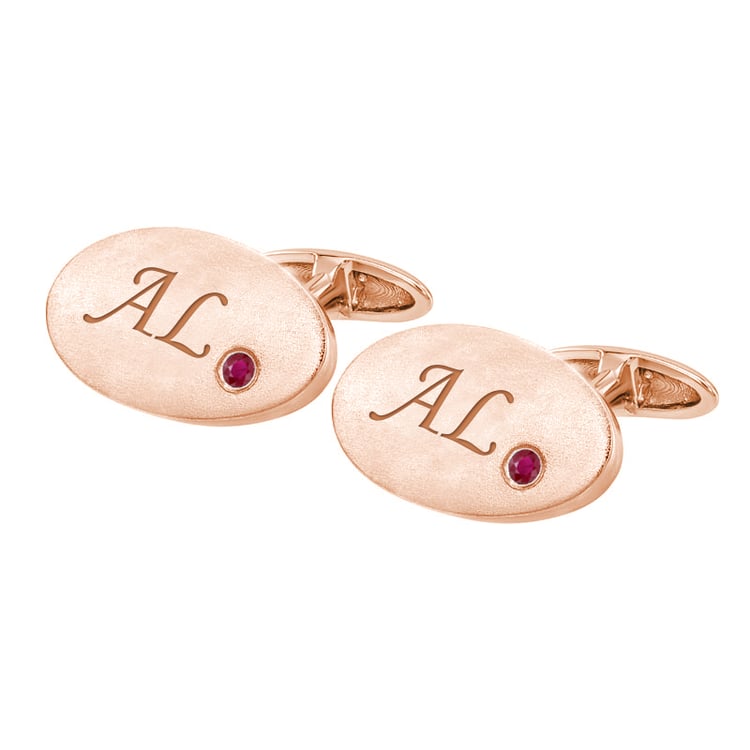 Rubin-Manschettenknöpfe mit Gravur Nihal 31615