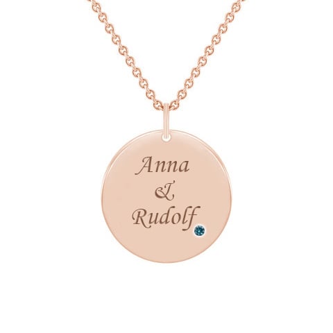 Anhänger aus Gold mit blauen Diamanten und Gravur Cassius