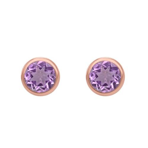 Silberne Ohrstecker mit Amethysten in Bezelfassung Wetty