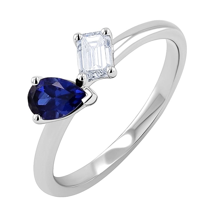 Toi et moi Ring mit Lab Grown Diamant und Saphir Maite