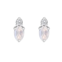 Goldene Cluster-Ohrringe mit Mondsteinen und Diamanten Herve