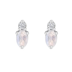 Goldene Cluster-Ohrringe mit Mondsteinen und Diamanten Herve