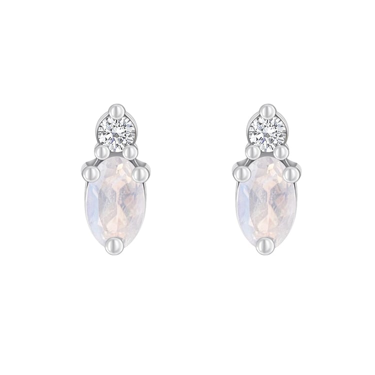 Goldene Cluster-Ohrringe mit Mondsteinen und Diamanten Herve