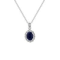 Eleganter Anhänger mit Saphir und Diamantenkranz Kate