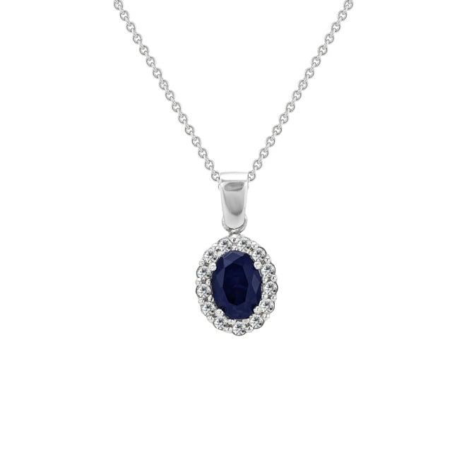 Eleganter Anhänger mit Saphir und Diamantenkranz Kate