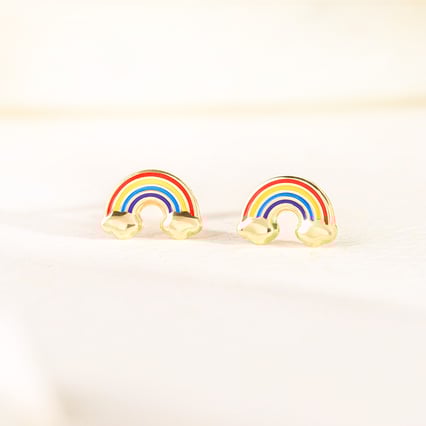 Goldene Kinder-Ohrringe in Regenbogenform Marigold