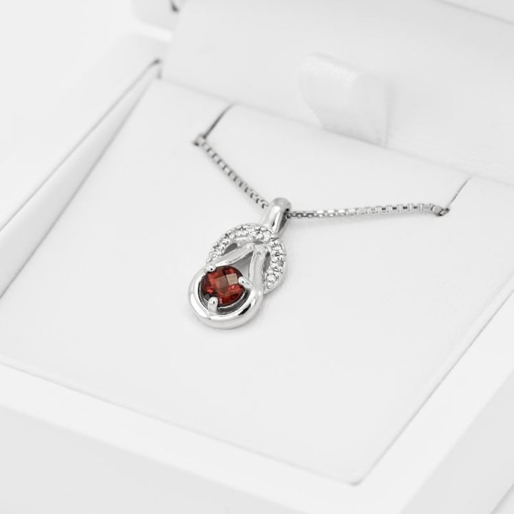 Silberkette mit Granat und Zirkonia in Eppi-Geschenkbox 17928