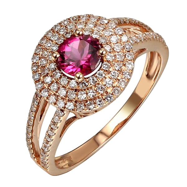 Goldring mit Turmalin voll von Diamanten