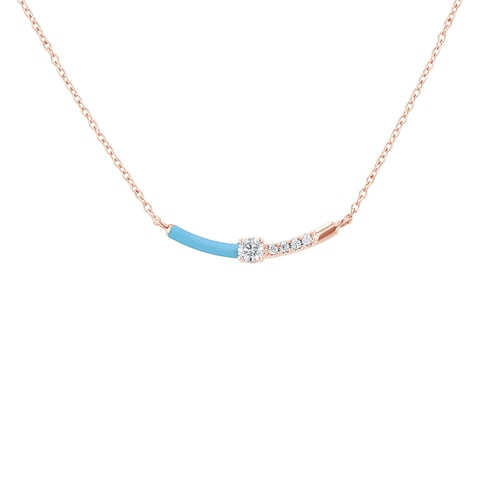 Blaue Keramikhalskette mit Diamanten Jamey