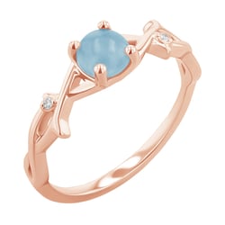 Ring mit einem Cabochon Aquamarin und Diamanten Makena