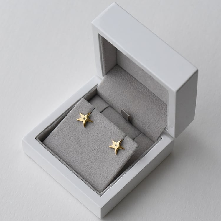 Silberohrringe als Sterne mit Diamanten Jessamy 72991