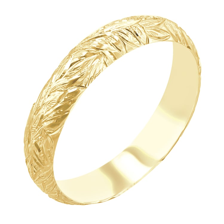 Eheringe mit von Hand gravierten Blättern Mylie 116884