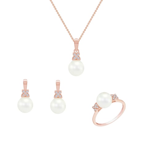 Schmuckset mit Perlen aus Gold Saffie