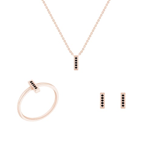 Minimalistisches Schmuckset mit schwarzen Diamanten Myghal