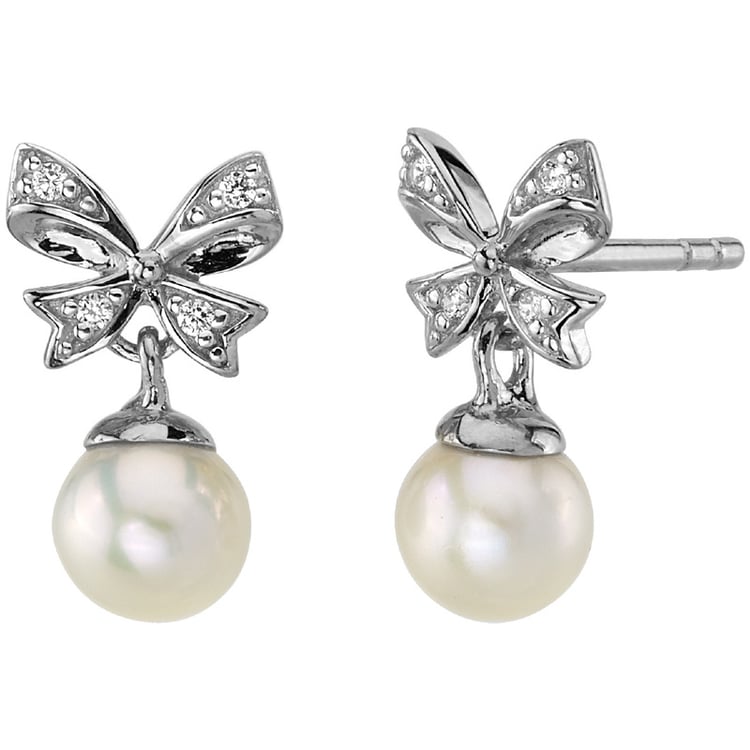 Perlenohrringe mit Schleifen und Lab Grown Diamanten Pegeen 151950