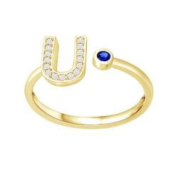 Ring mit Diamanten mit Buchstaben und Edelstein nach Wahl Armand