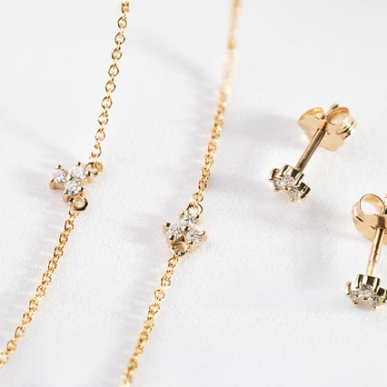 Minimalistisches Schmuckset mit drei Lab Grown Diamanten Milton