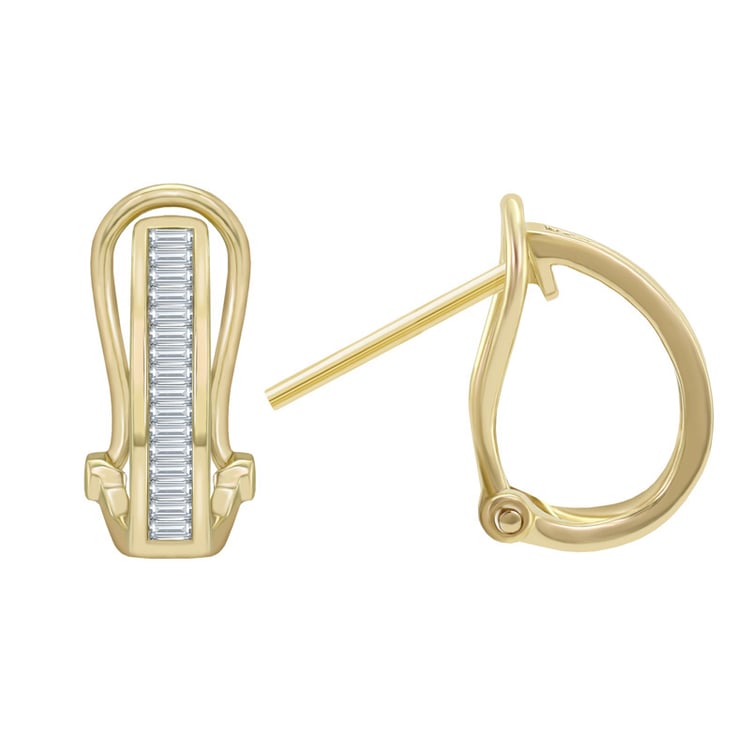 Elegante goldene Ohrclips mit Baguette-Diamanten Emy