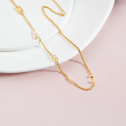 Halskette mit fünf Buchstaben Ihrer Wahl und Lab Grown Diamanten Lupe