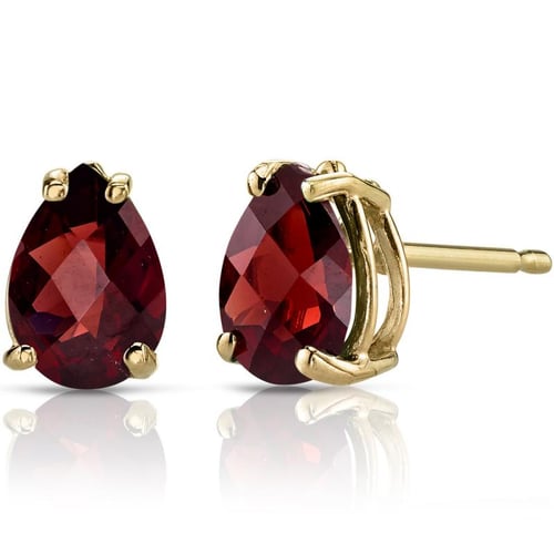 Goldene Ohrringe mit Pear Granat Reata