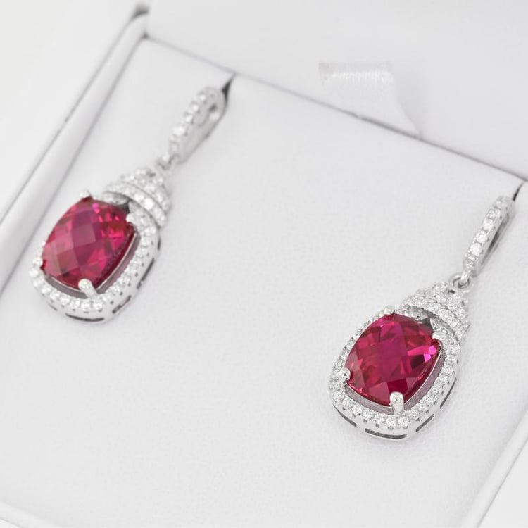 Ohrhänger aus Silber mit Rubinen 26913