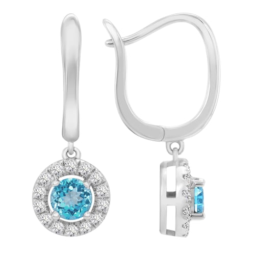 Goldene Ohrringe mit blauen Topasen und Diamanten Macy