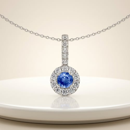 Strieborný elegante Anhänger mit blauem Saphir und Lab Grown Diamanten Harvey
