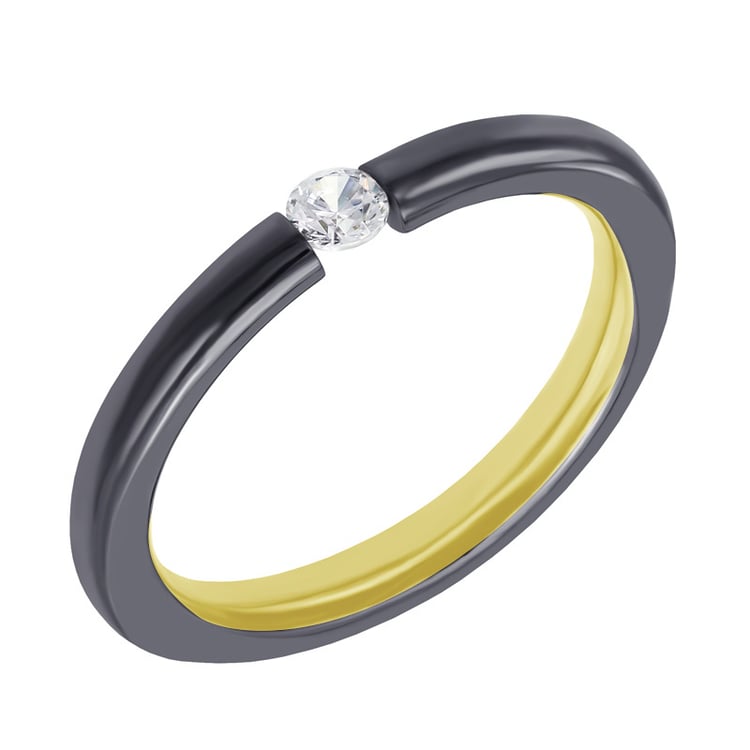 Goldring mit Rhodium und Diamant Tansie
