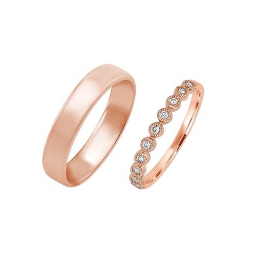 Goldener Trauring mit Vintage Relief und Komfort Ring Danel