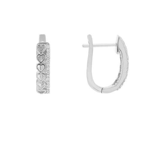 Runde Ohrringe mit Diamanten und Herzen Luba