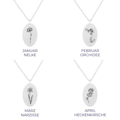 Personalisierter Anhänger aus Silber mit Gravur einer Blume Ihrer Wahl Daisy