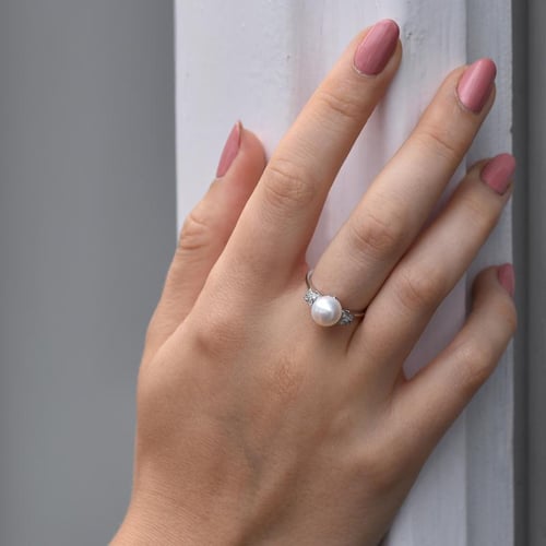 Perlenring mit Diamanten Zarina