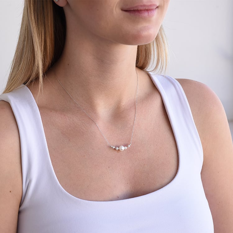 Goldene Kette mit Perlen und Diamanten Midas 87186