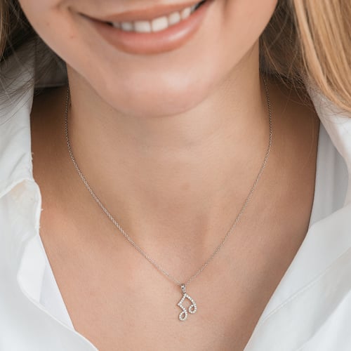 Anhänger aus Gold mit Diamanten in Form einer Note Ariel