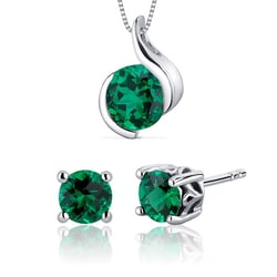 Silberne Kollektion mit simulierten Smaragden Bel