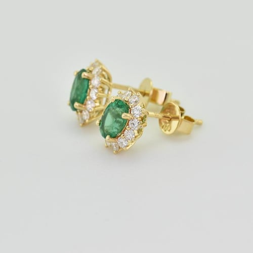 Goldene Smaragdohrringe mit Diamanten Mariell