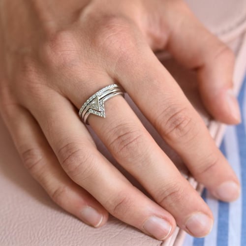 Set mit drei Ringen aus 585 Gold mit Diamanten Nizes