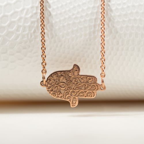 Silberne Yoga Halskette mit dem Symbol Hamsa